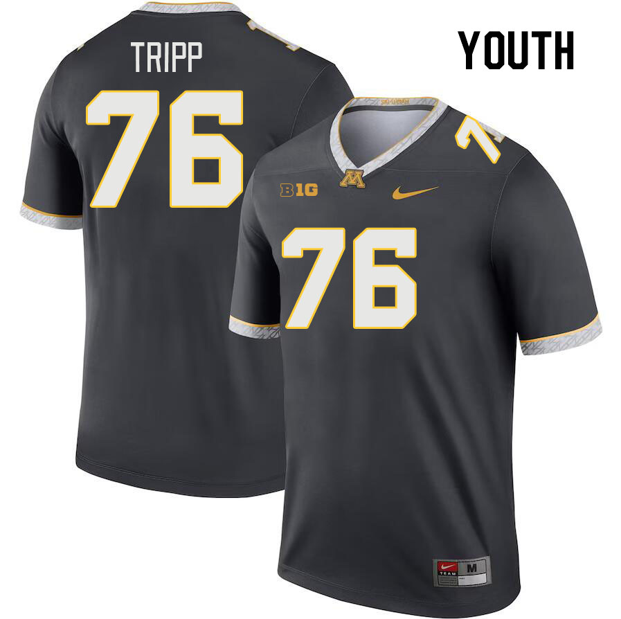 Youth #76 Reese Tripp Minnesota Golden Gophers College Football Jerseys Stitched-Charcoal